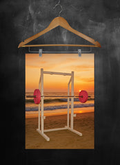 Retro Gym Poster – 1980s Weight Bench at Sunset (Digital Download + iPhone Wallpaper)