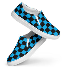 BLUE CHECKERS - SLIP ON CANVAS SHOES