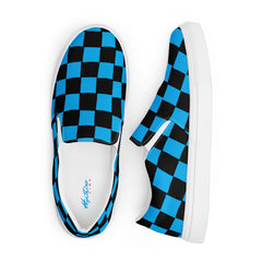 BLUE CHECKERS - SLIP ON CANVAS SHOES