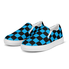 BLUE CHECKERS - SLIP ON CANVAS SHOES