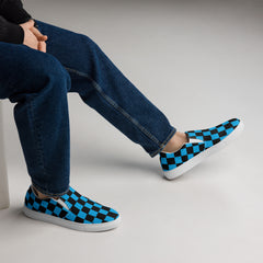 BLUE CHECKERS - SLIP ON CANVAS SHOES